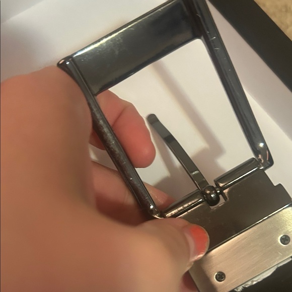 Genuine Leather Black Belt with Silver Buckle - Picture 3 of 5